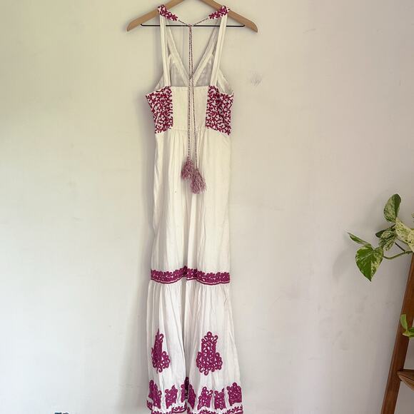 Anthropologie Manuela Embroidered Maxi Dress White Size 6 - Picture 4 of 8
